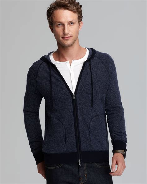 Lyst - Vince Wool Cashmere Birdseye Zip Hoodie in Blue for Men
