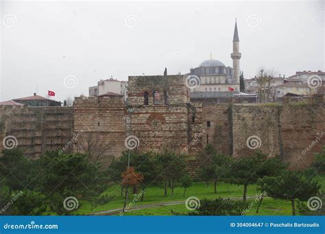View of the Famous Theodosian Walls of Constantinople Stock Image ...