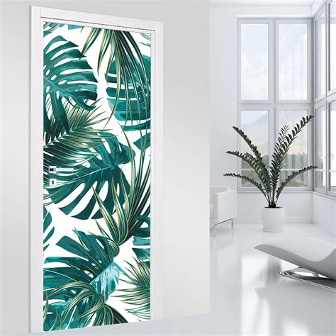 Vinilo Adhesivo para puerta - Hojas - Adhesivo mate - Anchura 93 x ...