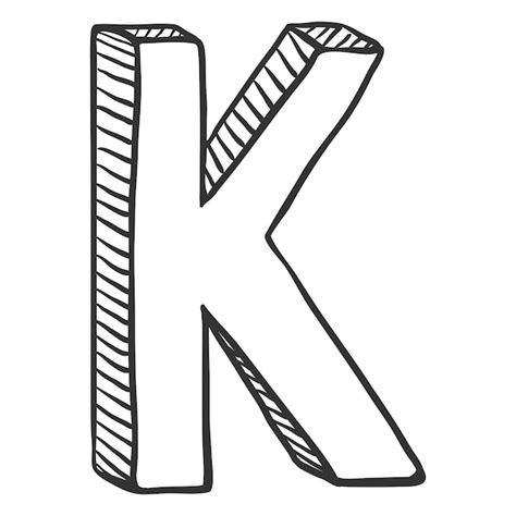 Wektor Doodle Szkic Ilustracja Litera K | Wektor Premium