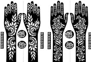 AKKAD Heena Mehndi Sticker for Hands and Feet - Henna Design Stickers ...