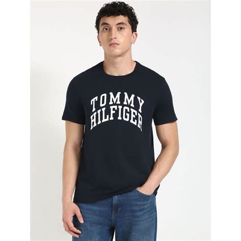 Buy Tommy Hilfiger Men Navy Blue Casual Half Sleeves T-Shirt Online