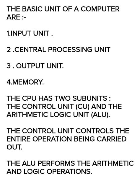 what are the components of a computer system? name the subunits that ...