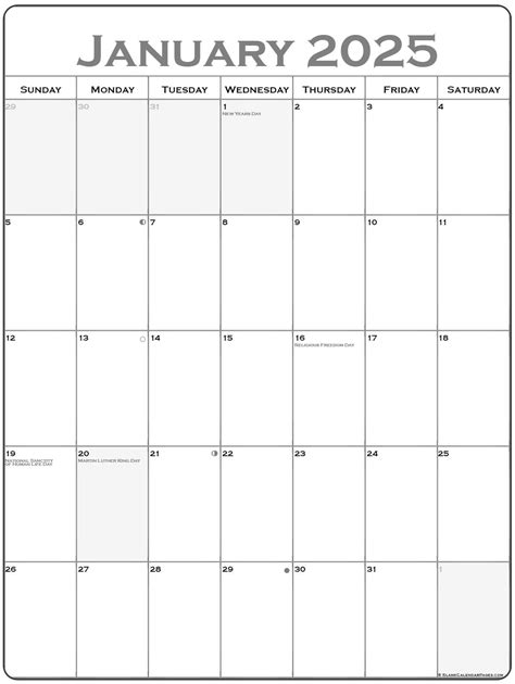 Printable January 2025 Calendar With Lines