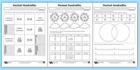 👉 DIfferentiated Maths Y4 Decimal Hundredths Worksheets
