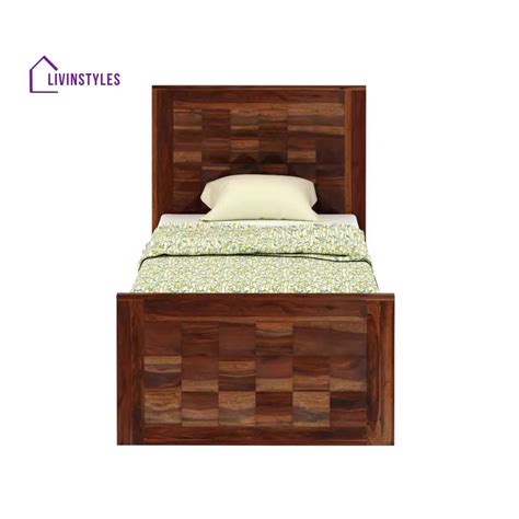 Georgina Solid Sheesham Wood Single Bed Without Storage (Natural Finis ...