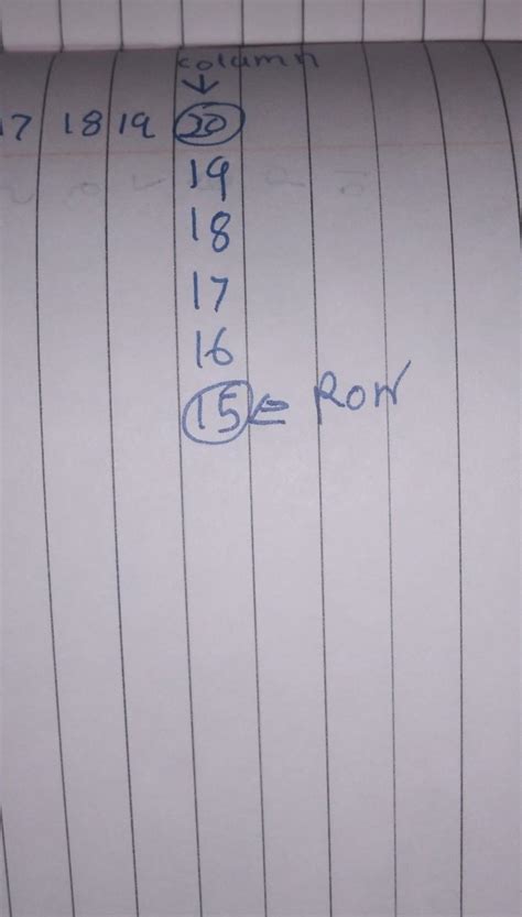 Twentieth row and fifth column - Brainly.in