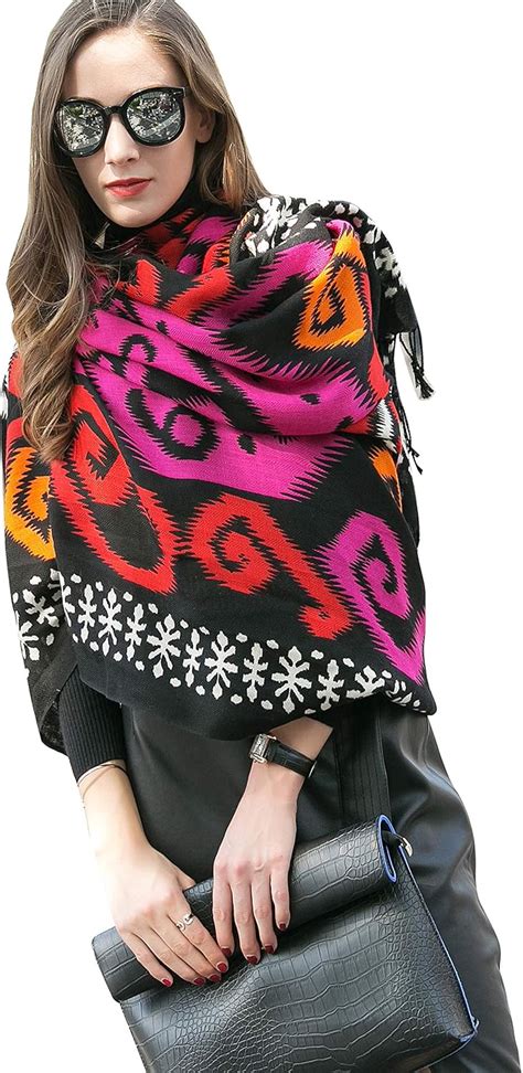 Buy DANA XU 100% Pure Merino Wool Poncho Winter Large Scarf Pashmina ...