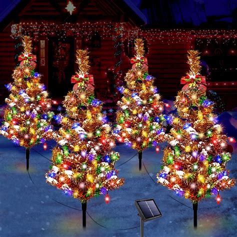 Amazon.com: 4 PCS Solar Christmas Tree, Outdoor Christmas Decorations ...