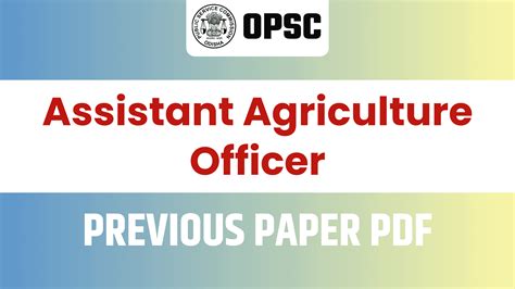 OPSC AAO Previous Year Question Paper - Agri Books