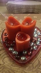 Hosley Highly Fragranced Set of 3 Heart Shape Candles with Glass Beads ...