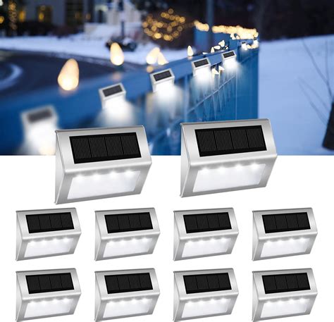Pool Lights EASTERNSTAR 12-Pack Solar Step Lights - 4 LED Outdoor Deck ...