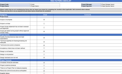 Project Risk Checklist Example 的图像结果