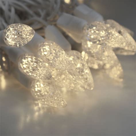 50-light C6 Warm White LED Christmas Lights, 4" White Wire - Christmas ...