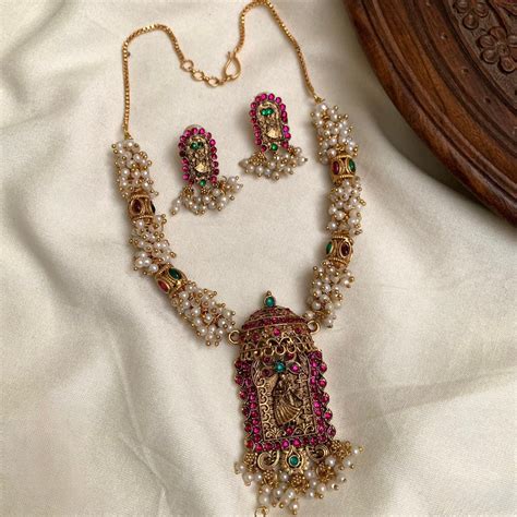 Gold-Toned Temple Pearl Designed Necklace 1444 – URVASI LADIES NOVELTIES