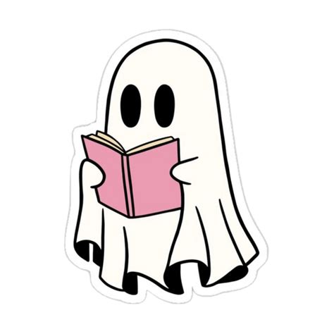 Cute Ghost Reading Book Sticker | Stickerfever.in
