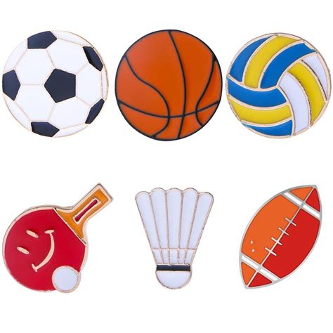 12PC Sport Pin Badge Basketball Football Soccer Pingpong Volleyball ...