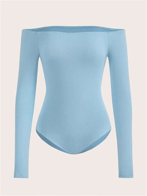 SHEIN BASICS Off Shoulder Solid Bodysuit | SHEIN USA
