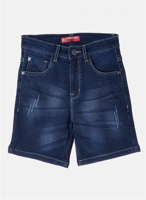 Buy Boys Navy Blue Light Wash Shorts Online in India - Monte Carlo