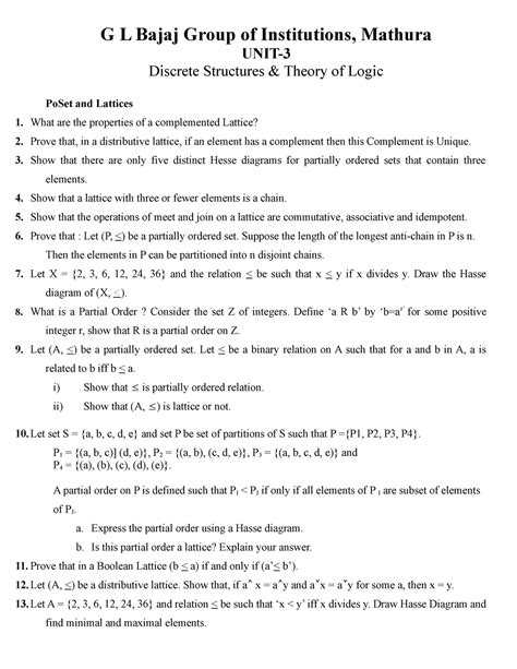 DSTL QB-3 - G L Bajaj Group of Institutions, Mathura UNIT- Discrete ...