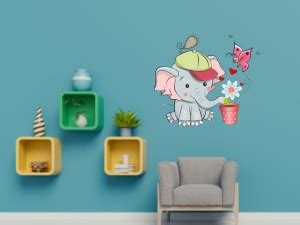 Sticker Hub 79 cm Animated Cute little elephant wall sticker for kids ...