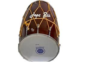 JAPS BIZ® Punjabi Bhangra Dhol Natural Color, Kacha Pakka Sheesham Wood ...
