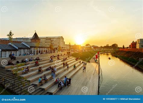 TULA CITY, RUSSIA-JULE 28, 2019:Upa River Embankment, Kazanskaya ...