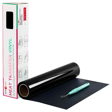 HTV Black Heat Transfer Vinyl Rolls - 12" x 20ft Black HTV Vinyl for ...