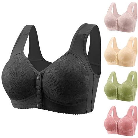 CHGBMOK Daisy Bras for Older Women Front Closure Bras Push Up Bra No ...