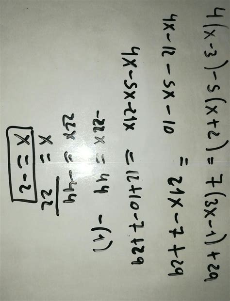 Ayuendme a contestar por favor (CON PROCEDIMIENTO) 4(x-3)-5(x+2)=7(3x-1 ...