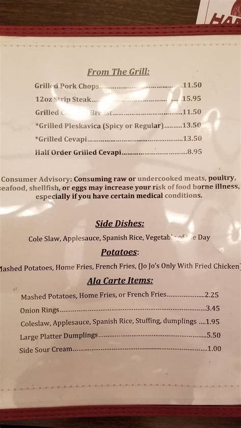 Menu at New Era restaurant, Akron