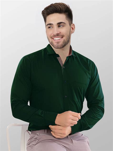 VTEXX Men Solid Formal Dark Green Shirt - Buy VTEXX Men Solid Formal ...