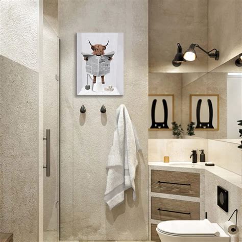 Buy Highland Cow Bathroom Decor Wall Art Funny Bathroom Pictures for ...