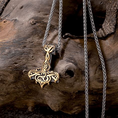 Buy Now Premium SS Pendant/ Necklace - VIKING RUNES THOR HAMMER GOLD ...