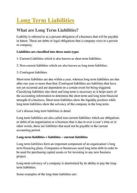Long Term Liabilities - Basic accounting notes - What are Long Term ...