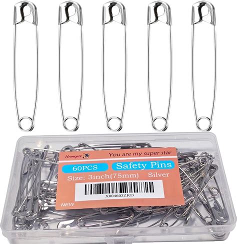 Amazon.com: Urmspst 60PCS-3Inch Large Silver Safety Pins, Rust ...