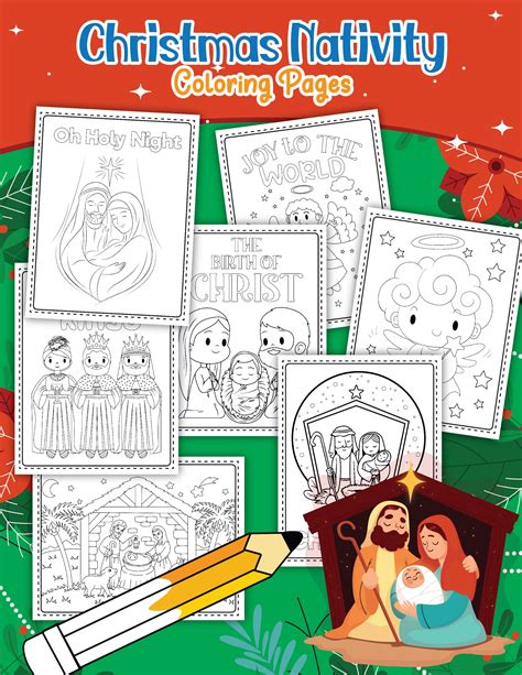 Merry Christmas Nativity Coloring Page