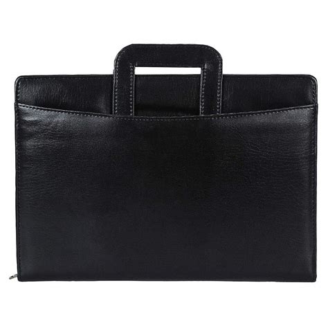 NJ Leather Zipper File Document Bag with Handle for Certificates ...