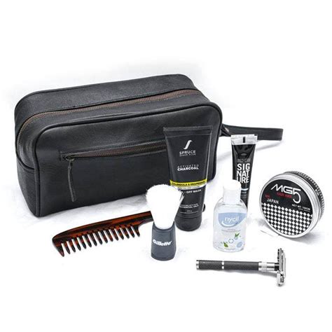 Black Leather Toiletry Bag | Travel Accessory Bag | Leather Washbag ...