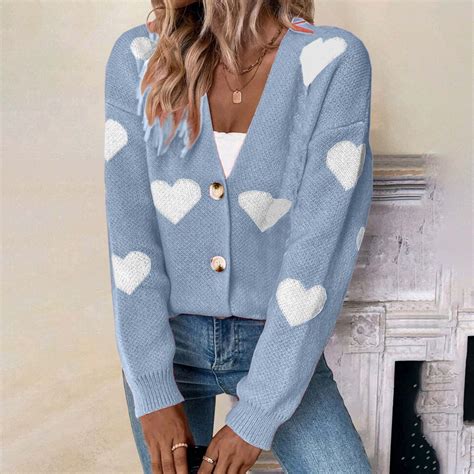 Lroveb Heart Cardigan for Women Valentines Day Sweater Cardigan Long ...