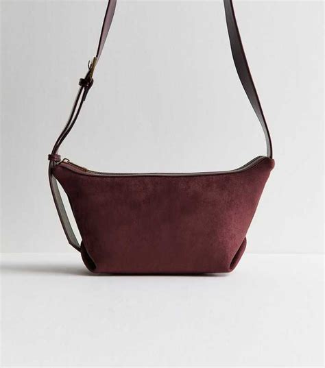Burgundy Faux Suede Sling Bag | New Look
