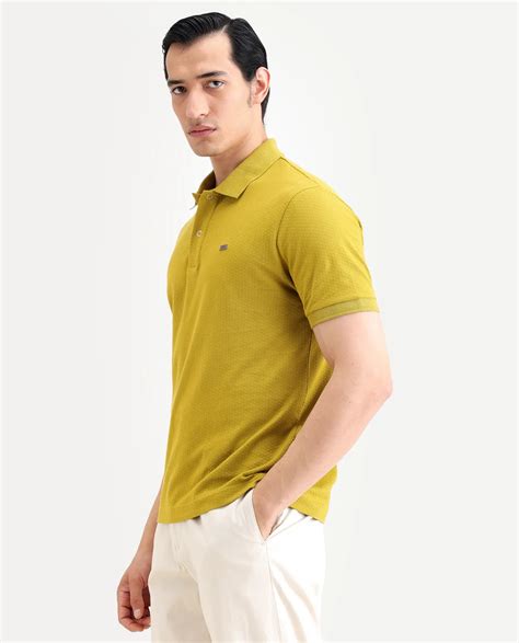 Rare Rabbit Men's Avo Dusky Olive Cotton Fabric Spread Collar Regular