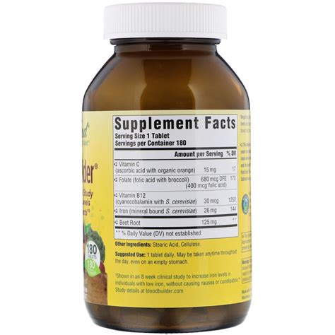 MegaFood, Blood Builder, Iron & Multivitamin Supplement, 180 Tablets ...