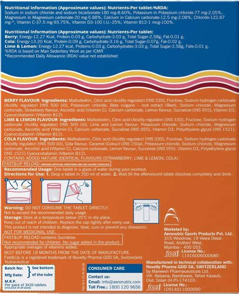 Buy FAST&UP RELOAD BERRY COLA LIME & LEMON EFFERVESCENT TABLETS BOX OF ...