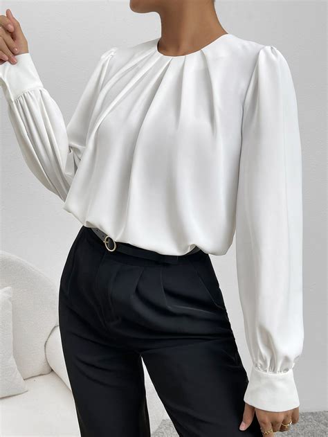 Blusa unicolor con fruncido de espalda con abertura de ojo | Elegant ...