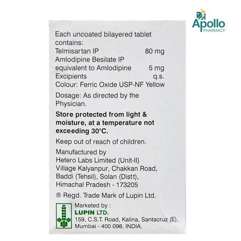 Telista-AM 80 Tablet 15's Price, Uses, Side Effects, Composition ...