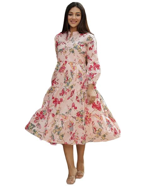 Buy GoSriKi Women's Printed Rayon Smocked Tiered Anarkali Kurta (AAS ...