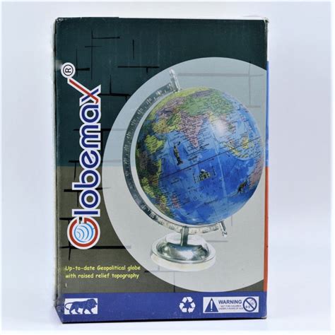 GlobalMax 8” height rotating world polished globe with strong base str ...