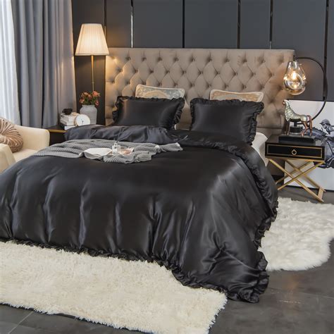 Move Over Black Satin Bedding Sets King Silky like Satin Microfiber ...