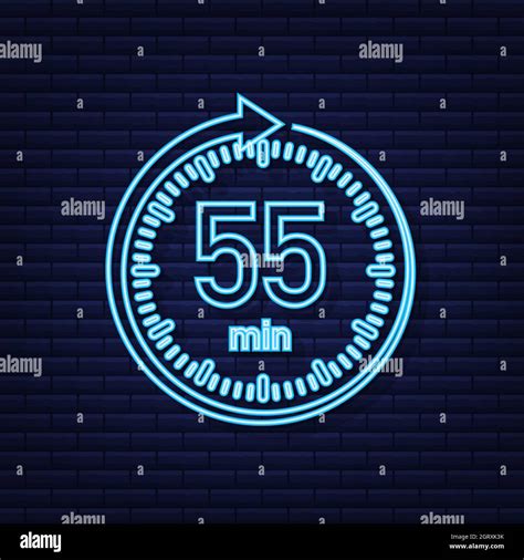 The 55 minutes, stopwatch vector neon icon. Stopwatch icon in flat ...